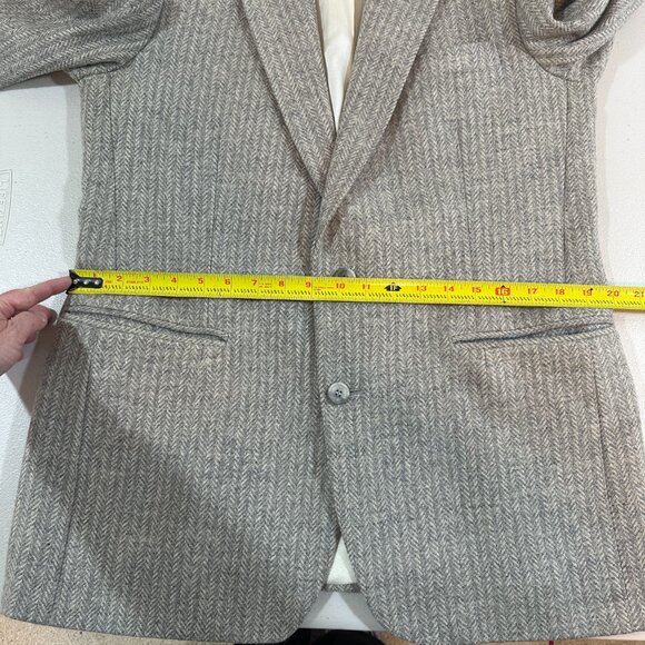VTG IMPERIAL by HAGGAR 100% Wool Sports Coat Gray Herringbone Suit Coat Mens 40R - Picture 11 of 16